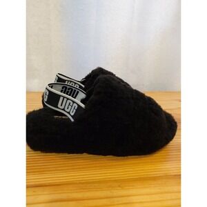 UGG Australia Lambswool Yeah Women's Slide Sandal Size US 7  Black Lightly Worn